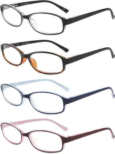 Paquete de 4 lentes de bloqueo de luz azul con bisagras de resorte, anteojos ligeros de colores para mujer, anteojos antirreflejos para computadora