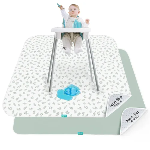 Miniatura 7 de Paquete de 2 alfombrillas para debajo de la silla alta, artes, manualidades y desorden alimentario, impermeable, para el tiempo de juego del bebé