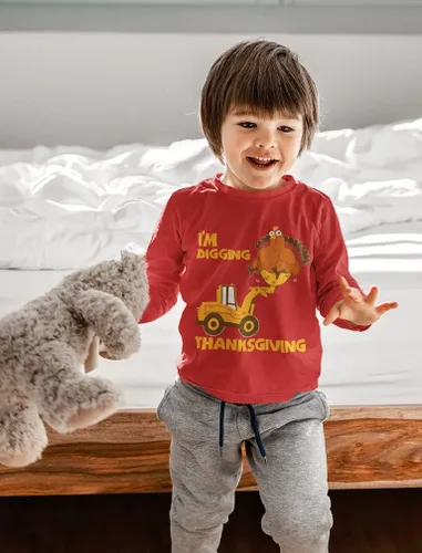 Miniatura 3 de I'm Digging Thanksgiving - Sudadera de manga larga con diseño de tractor de pavo para niños pequeños