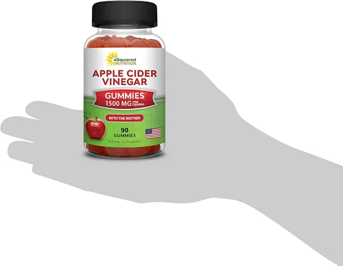 Miniatura 8 de aSquared Nutrition Gomitas de vinagre de sidra de manzana - 1500mg con la madre - 90 gomitas ACV con vitamina B6 y B12, ácido fólico - Suplemento