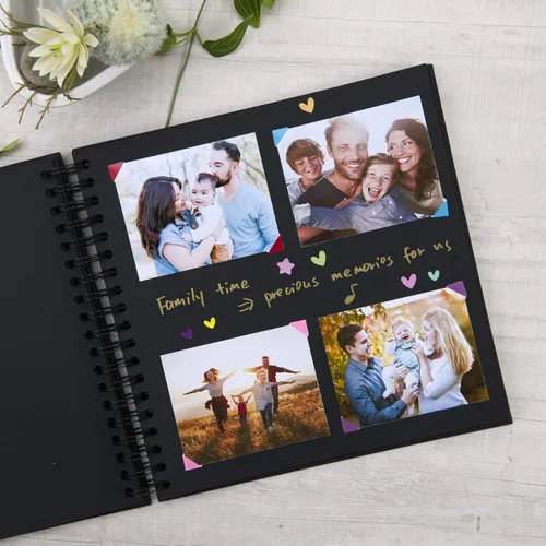 Miniatura 3 de Álbum de fotos para scrapbook DIY de 10 x 10 pulgadas con cubierta de diseño de ventana, 80 páginas, libro de recuerdos de papel artesanal para Negro