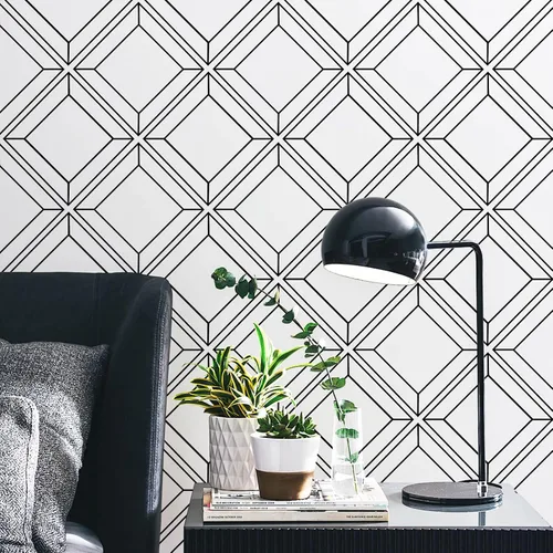 Miniatura 3 de Heroad Papel tapiz blanco para despegar y pegar, papel de contacto blanco y negro, papel de pared geométrico moderno para cuarto de bebé