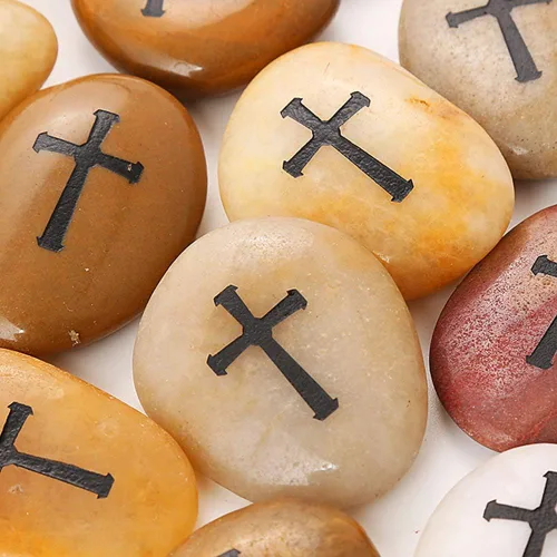 Miniatura 6 de ROCKIMPACT 24 piedras grabadas para la preocupación cruzada para orar la fe, piedras conmemorativas, pulidas, naturales, bautizo, comunión, regalo
