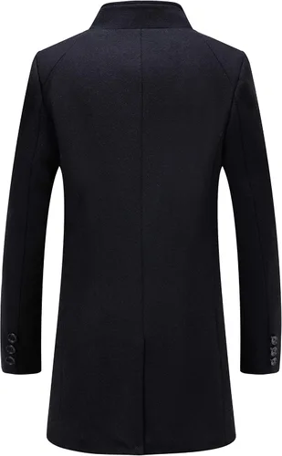 Miniatura 2 de iCKER - Abrigo largo de mezcla de lana para hombre en invierno, estilo piloto de marinero