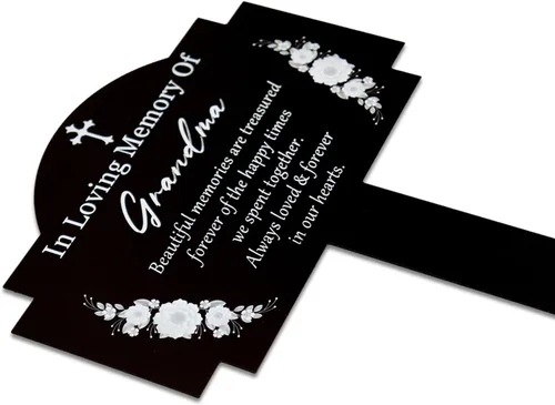Miniatura 8 de Decoraciones de tumbas para cementerio, estacas conmemorativas, estaca de metal impermeable para condolencias y placa conmemorativa para exteriores