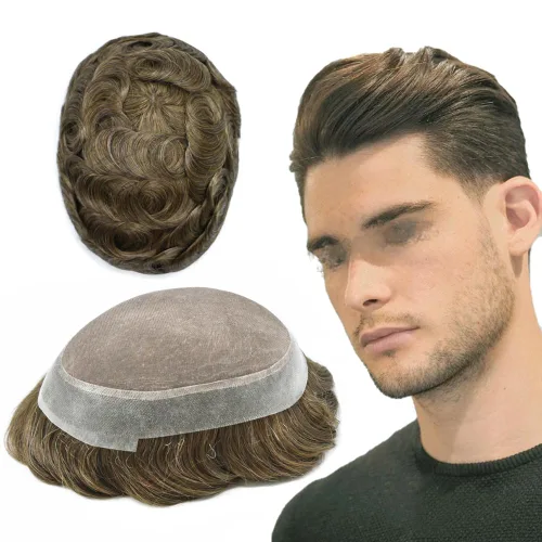 Miniatura 71 de Tupé para hombres, piezas de cabello humano real, sistema de unidades de cabello natural, línea capilar natural, pieza de repuesto para hombres