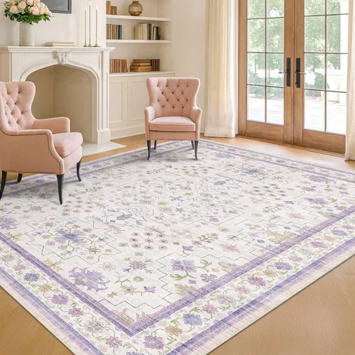 Miniatura 125 de Alfombra Boho Negra para Sala de Estar - Alfombra de Área Lavable de 10x14 Pies, Alfombras de Comedor para Debajo de la Mesa, Alfombra Suave de Pelo