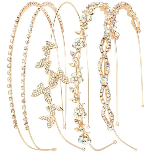Miniatura 9 de Wecoe Diadema azul real con diamantes de imitación, diadema de flores para niña, diadema de metal de cristal para mujer, regalo de diadema de moda