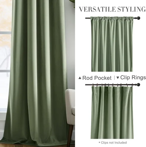 Miniatura 8 de jinchan Cortinas de terciopelo para sala de estar, cortinas de lujo con aislamiento térmico para dormitorio de 120 pulgadas de largo, elegantes