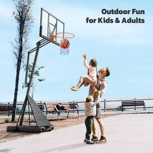 Miniatura 4 de Yohood - Canasta de baloncesto portátil para exteriores con tablero de 44/48 pulgadas, sistema de meta ajustable rápidamente a 10 pies con ruedas