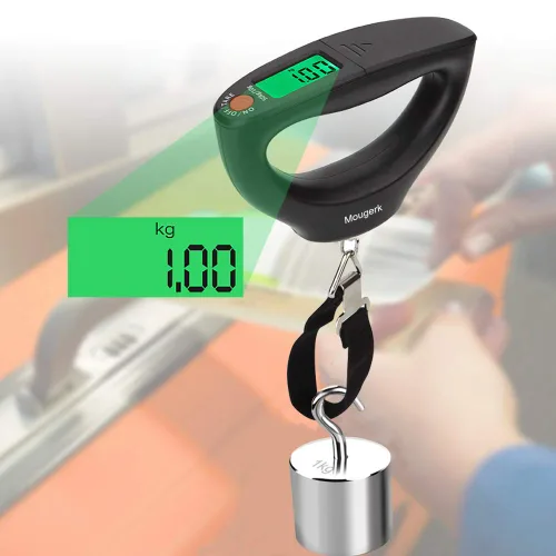Miniatura 3 de Mougerk - Báscula de peso digital portátil para equipaje 110 libras 1102lbs 2 pilas AAA no incluidas negro