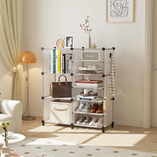 Miniatura 2 de AWTATOS Organizador de armario con 6 cubos de almacenamiento, estantes portátiles para armario, organizadores de ropa y almacenamiento apilables