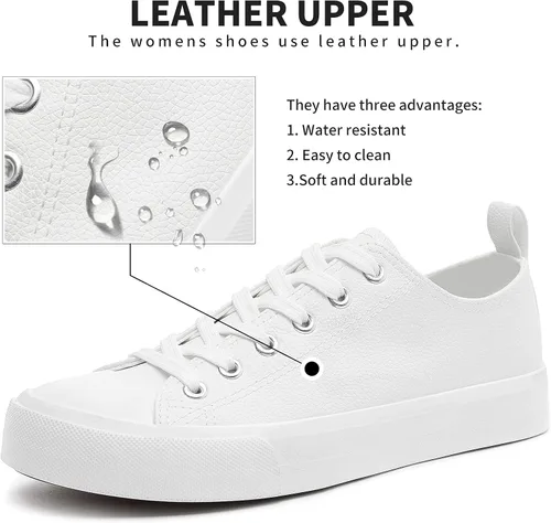 Miniatura 2 de FRACORA Zapatos de tenis de piel sintética para mujer, zapatos casuales con cordones y cómodos zapatos de moda