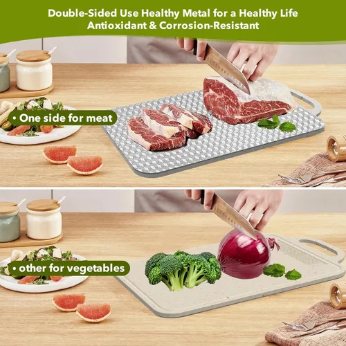 Miniatura 3 de Tabla de cortar de titanio, tabla de cortar para tablas de cortar de cocina de doble cara con titanio puro y paja de trigo PP, fácil de limpiar