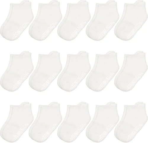 Miniatura 14 de HYCLES 15 pares de calcetines para niños pequeños, calcetines de agarre para niños de 6-12 meses 1-7 años, calcetines de tobillo antideslizantes