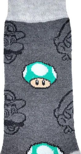 Miniatura 2 de Super Mario Bros Luigi y Champiñón Crew Calcetines Par Gris