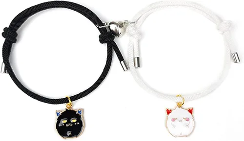 Juego de 2 pulseras magnéticas a juego para parejas, cuerda trenzada ajustable, para Halloween, momia, fantasma, calabaza, sombrero de mago, pulsera