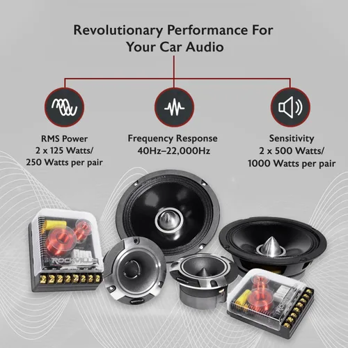 Miniatura 2 de Rockville X6.5C 6.5 "altavoces de audio para automóvil de competencia, 1000 W, CEA, tweeters de titanio, crossovers de audiófilo, bala de aluminio
