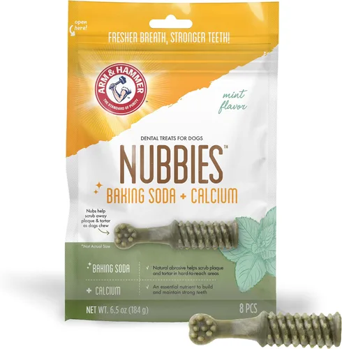 Miniatura 6 de Arm & Hammer for Pets Nubbies Golosinas Dentales Bicarbonato de sodio Calcio Nubbed Texture Scrubs Placa Tartar Sabor Pollo Refresca el Aliento