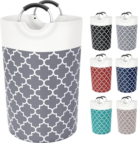 Fabspace - Cesta de lavandería grande con bolsa de lavandería plegable, cesta de ropa con asas altas impermeables para viajes, baño, elementos Gris