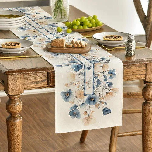 Miniatura 2 de Artoid Mode Camino de mesa de primavera con flores florecientes, decoración de mesa de comedor de cocina de verano de temporada para decoración