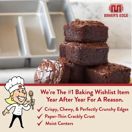 Miniatura 3 de Molde Baker's Edge para brownie – El Original – revestimiento antiadherente duradero, estructura de aluminio fundido de calibre pesado, 9 x 12