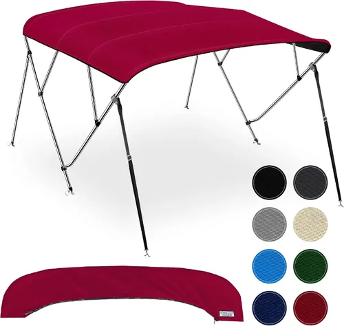 Miniatura 16 de Bimini Tops de 4 lazos para barcos, a prueba de decoloración, postes de soporte, botas de almacenamiento, lona marina 900D, toldo para barco, Negro