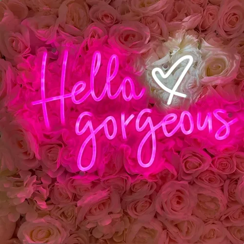 Miniatura 16 de Letrero de neón LED con texto en inglés «Hello Gorgeous LED», luz nocturna de neón para pared, fiesta de cumpleaños, boda, bar, club, decoración