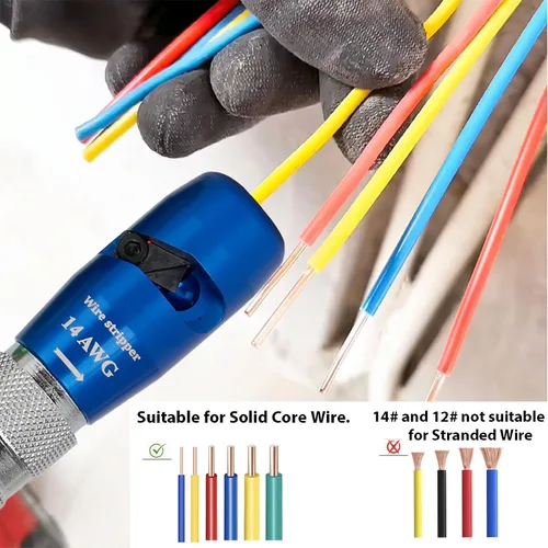 Miniatura 3 de Herramienta pelacables para taladro, calibre AWG6 8 10 12 14, juego de herramientas profesionales para electricista, herramienta de torsión