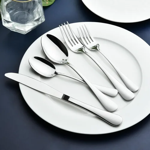 Miniatura 3 de Juego de cubiertos para 8, 40 piezas de cubiertos de acero inoxidable resistente, incluye cuchillo de carne, tenedor y cuchara, apto