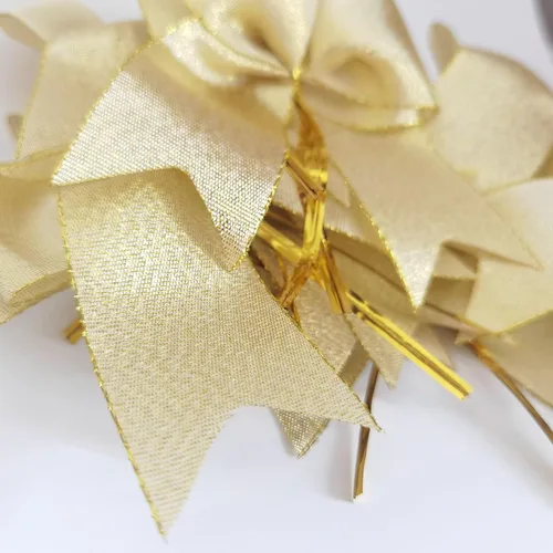 Miniatura 5 de 36 piezas lazos dorados metálicos de 4-1/2 pulgadas con ataduras giratorias para envolver regalos, embalaje, decoración navideña (4.5", W.Gold)