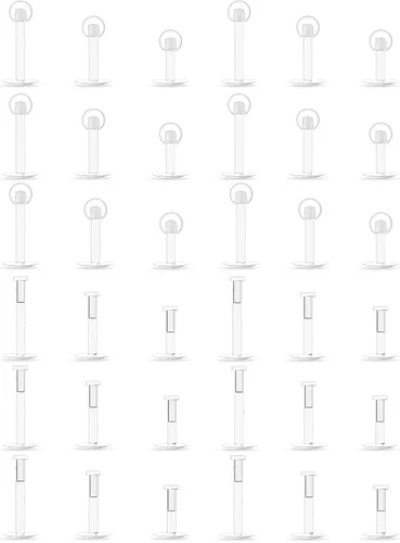 Miniatura 7 de 16G 18G 20G Pendientes de plástico transparentes, tachuelas de nariz, retenedor de piercing para cirugía, deporte, trabajo, labio, labret, Medusa