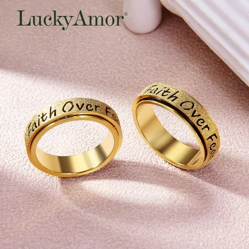 Miniatura 4 de Anillo Giratorio para Mujeres - Anillos de Acero Inoxidable de Fe Sobre el Miedo para Alivio de la Ansiedad para Adultos, Anillo del Pulgar