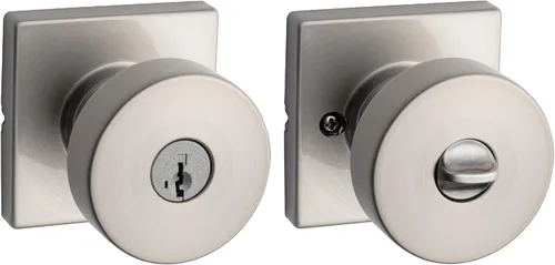 Miniatura 18 de Kwikset Pismo Manija de privacidad para puerta, para interiores, con cerradura, sin llave, con protección Microban, para baño y dormitorio, negro
