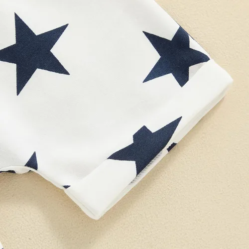 Miniatura 7 de Conjunto de camisa y pantalones cortos de estrellas para el 4 de julio para bebé niño y niña