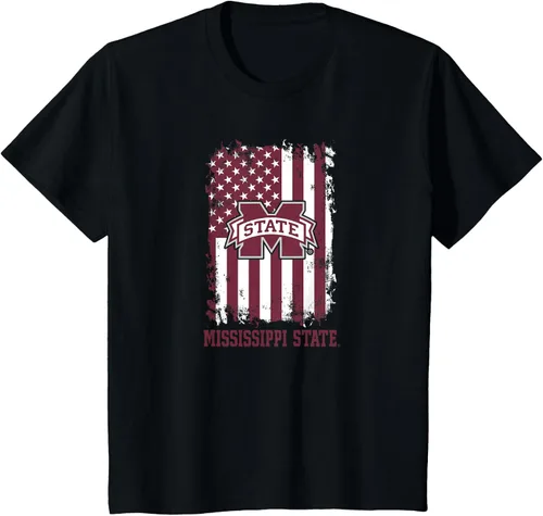 Miniatura 12 de Camiseta patriótica retro con bandera estadounidense de los Mississippi State Bulldogs, Negro