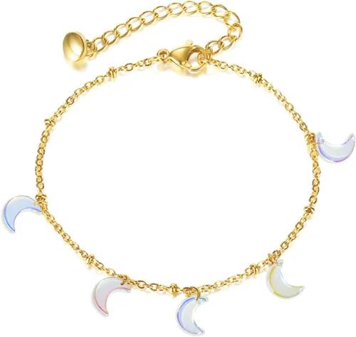 Miniatura 5 de Ipotkitt 100 dijes acrílicos de luna coloridos con temática celestial, mini cuentas de luna creciente para accesorios de fabricación de joyas