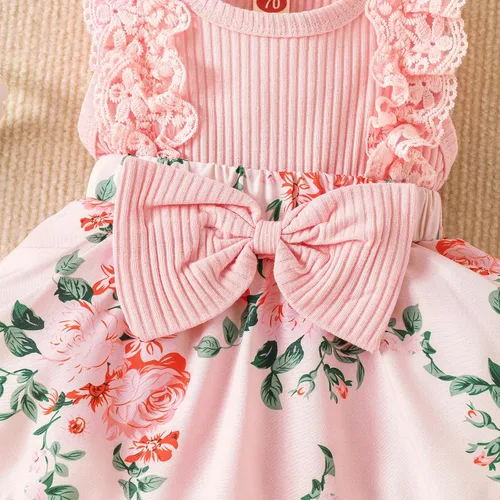 Miniatura 83 de Mubineo Ropa de verano para bebé niña, sin mangas, encaje floral, vestido de mameluco para recién nacido
