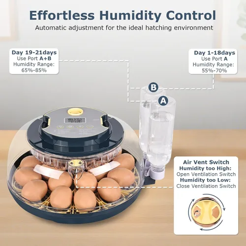 Miniatura 3 de Incubadoras para incubar huevos, incubadora de 18 huevos con vela de huevos, girador automático de huevos, control de temperatura y humedad, día