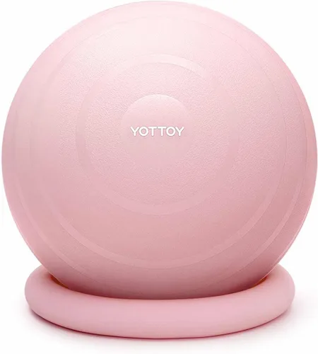 Miniatura 8 de YOTTOY Silla de pelota de ejercicio con base, silla de pelota de yoga para escritorio de oficina en casa, pelota de estabilidad y asiento de pelota