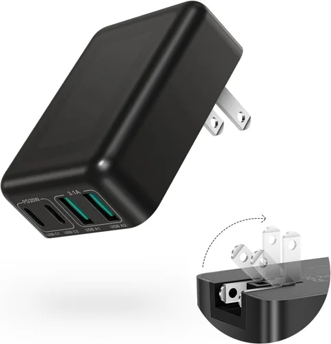 Cargador de pared USB C plano de 40 W, bloques de carga rápida plegables y delgados de 40 W, enchufe adaptador de corriente de caja de cubo tipo C