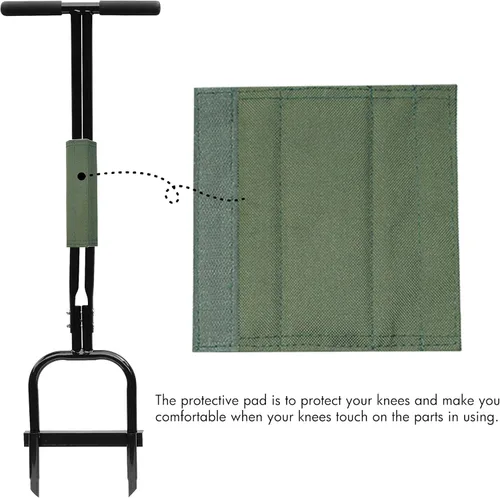 Miniatura 3 de Gardzen Aireador de césped de dientes huecas de mano, aireador resistente para suelos y césped compactos, 35 x 11 pulgadas, color negro