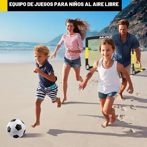 Miniatura 7 de Portería de fútbol, juego de porterías de fútbol para niños para patio trasero, paquete de 2 redes de fútbol portátiles desplegables con pelota
