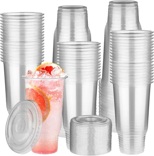 Miniatura 8 de Vasos de plástico transparente de 32 onzas con tapas, paquete de 30 vasos desechables para café, batidos, bodas, fiestas de cumpleaños, picnics