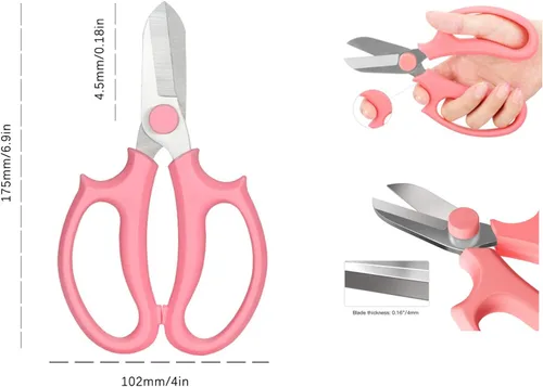 Miniatura 2 de Leize Tijeras para Flores, Tijeras de Acero Inoxidable Florales Premium Engrosadas, Podadora Fuerte para Flores, Ramas y Hojas (Rosa)