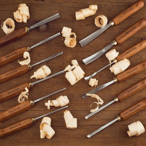 Miniatura 6 de Juego de 12 piezas de herramientas de tallado de madera para carpintería con caja de madera, cuchillas de acero CR-V 60 ultra afiladas