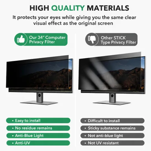 Miniatura 4 de Paquete de 2 pantallas de privacidad de computadora de 34 pulgadas para monitor de pantalla ancha de relación de aspecto 21:9, protección ocular