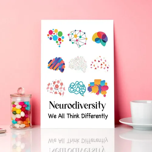 Miniatura 4 de JANLAN We All Think Differently Neurodiversity - Lienzo decorativo de pared para psicólogo, consejero escolar, terapia de oficina, decoración