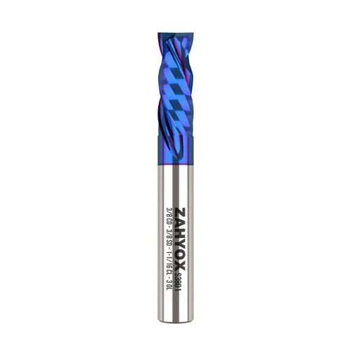 Miniatura 8 de ZahyoX Broca de enrutador CNC espiral de compresión de 3/8 pulgadas, fresadora de extremo CNC de carburo sólido recubierta NACO, diámetro de corte