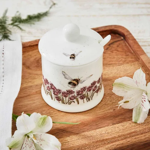 Miniatura 2 de Royal Worcester Wrendale Designs Flight Bumble Bee Conserve Pot 4 Ounce Honey Dish with Bee Design Made from Fine Bone China Microwave and